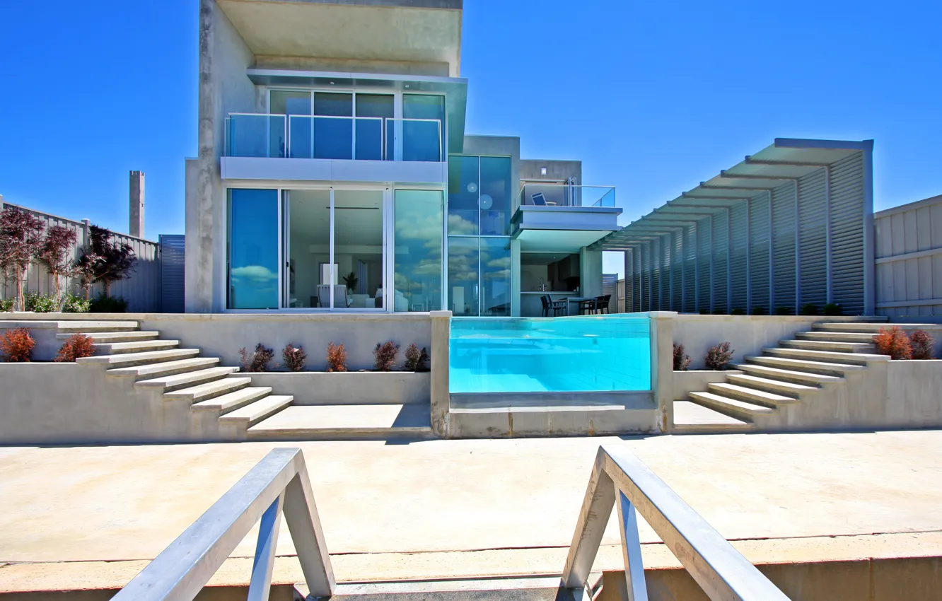 Photo wallpaper the city, home, pool, architecture