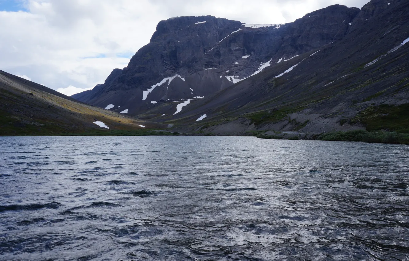 Photo wallpaper mountains, nature, lake, nature, mountains, lake, Khibiny