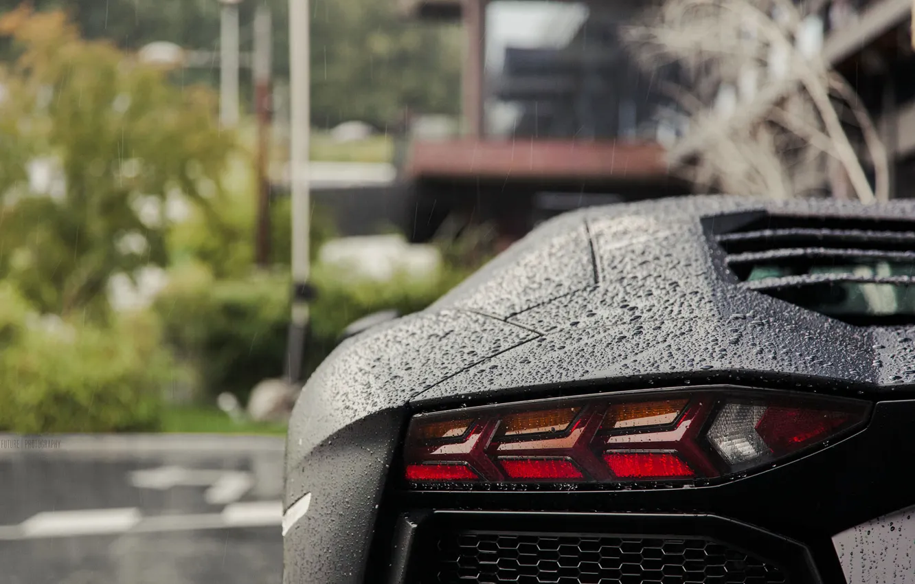 Photo wallpaper rain, Lamborghini, Aventador