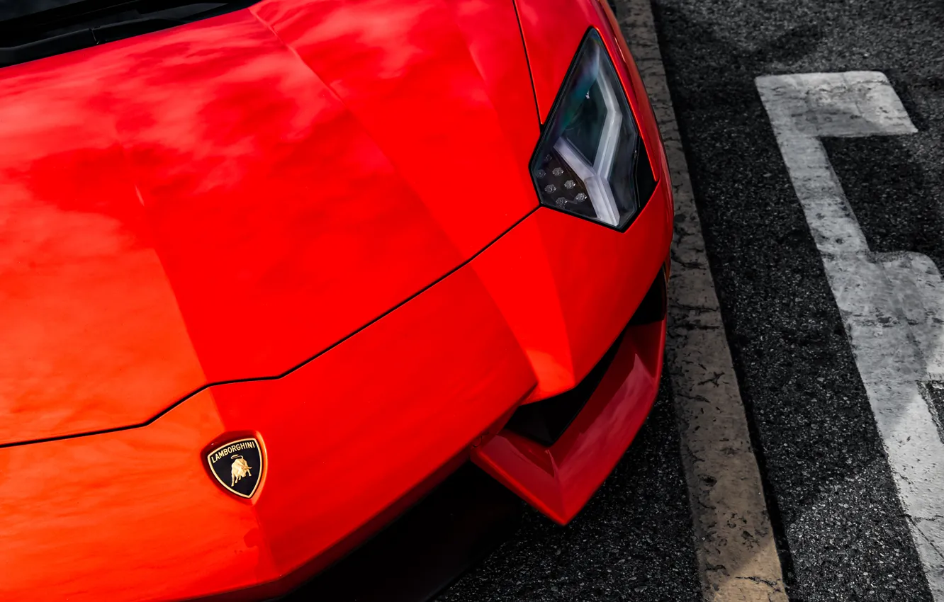 Photo wallpaper Lamborghini, front, orange, LP700-4, Aventador