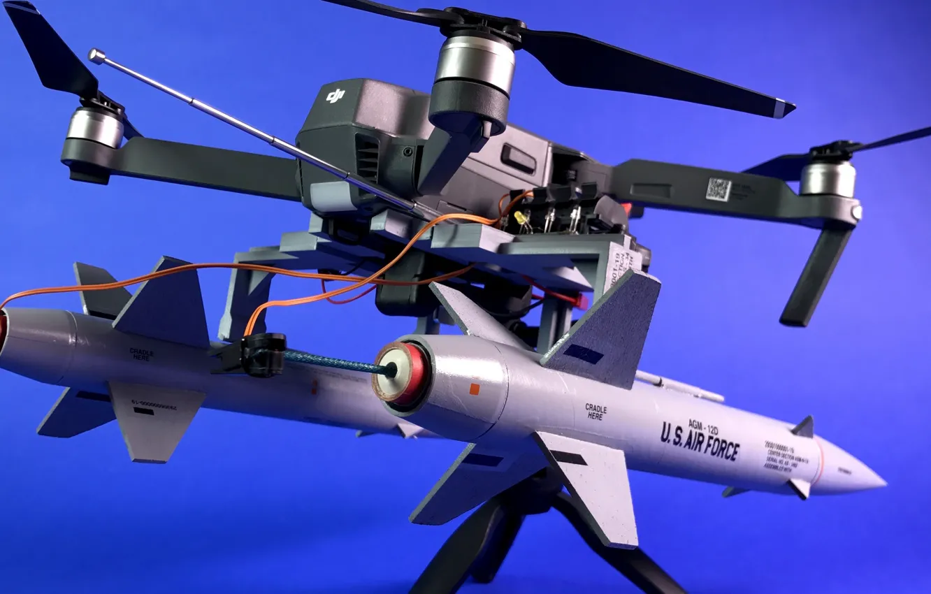 Photo wallpaper USA, military, weapon, Rocket, U.S. Air Force, drone, Mavic Pro with Rockets, Mavic Pro