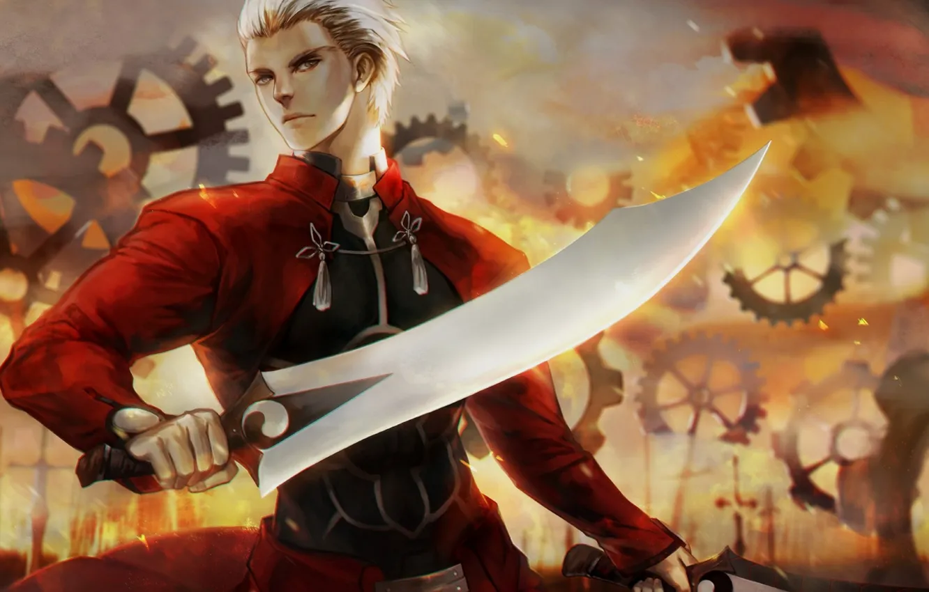 Photo wallpaper sword, anime, art, guy, Fate/Stay Night, Fate stay night