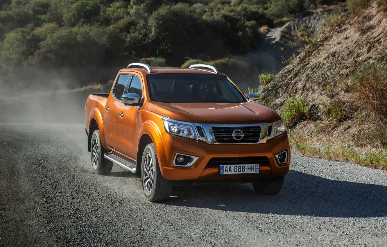 Photo wallpaper road, Nissan, gravel, pickup, Navara, 2015, NP300