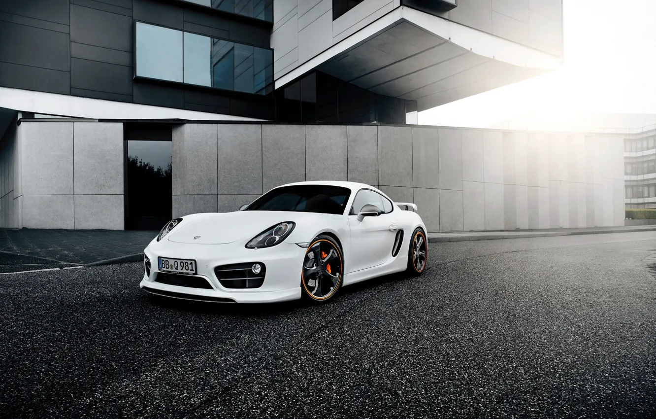 Photo wallpaper white, tuning, Porsche, TechArt, Porsche Cayman