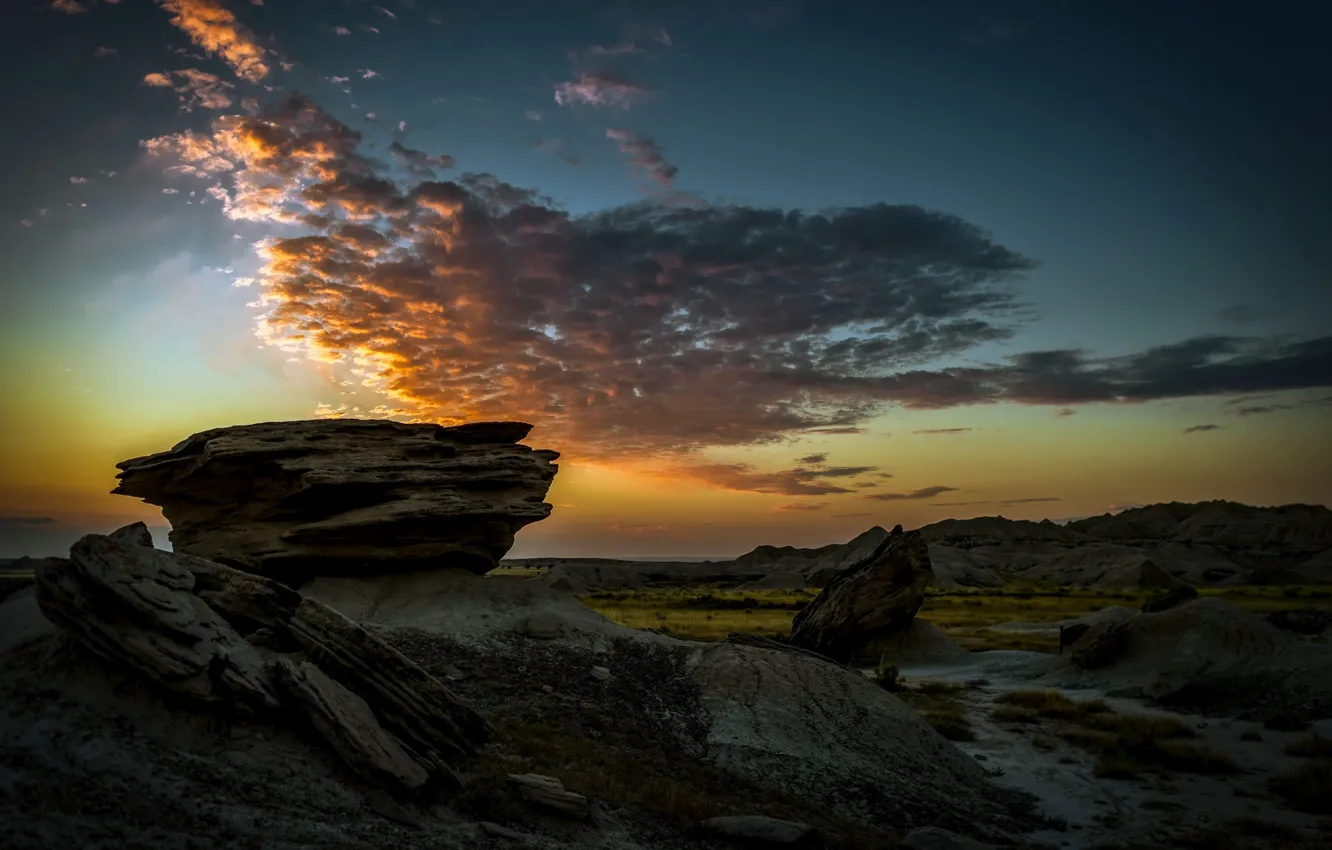 Photo wallpaper Sunrise, Nebraska, Toadstool Geologic Park