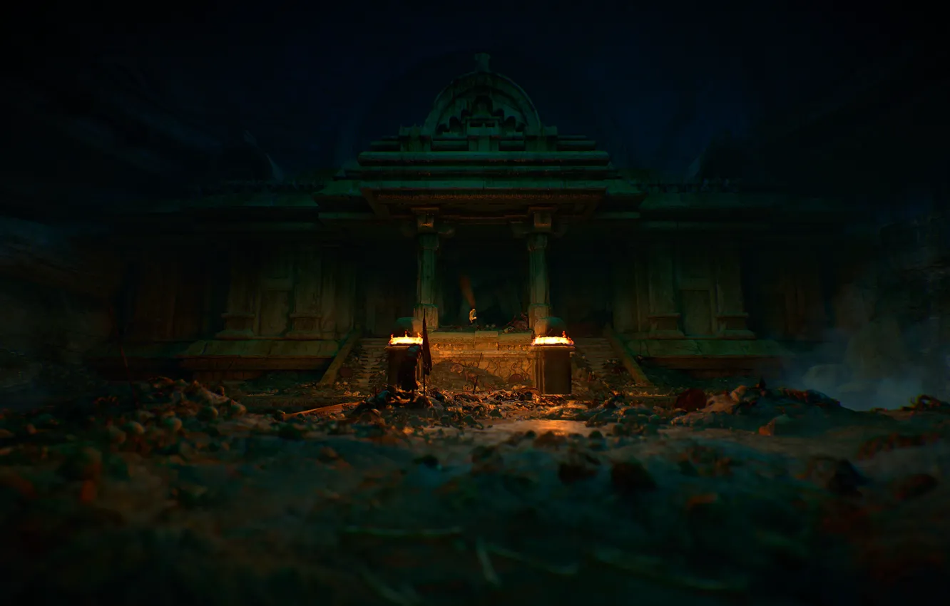 Photo wallpaper Fire, Uncharted: The Lost Legacy, Ancient place