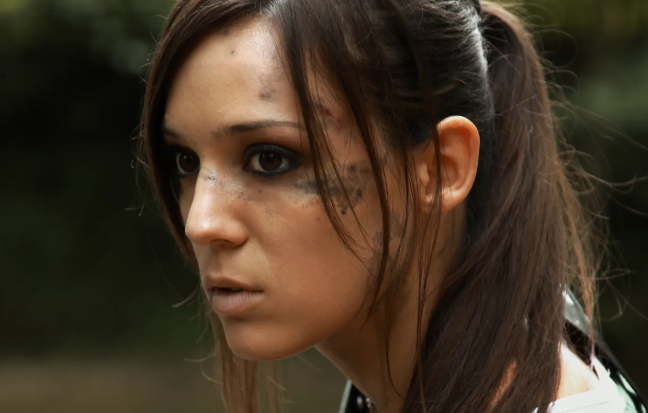 Photo wallpaper look, girl, face, hair, profile, Tomb Raider, cosplay, Lara Croft
