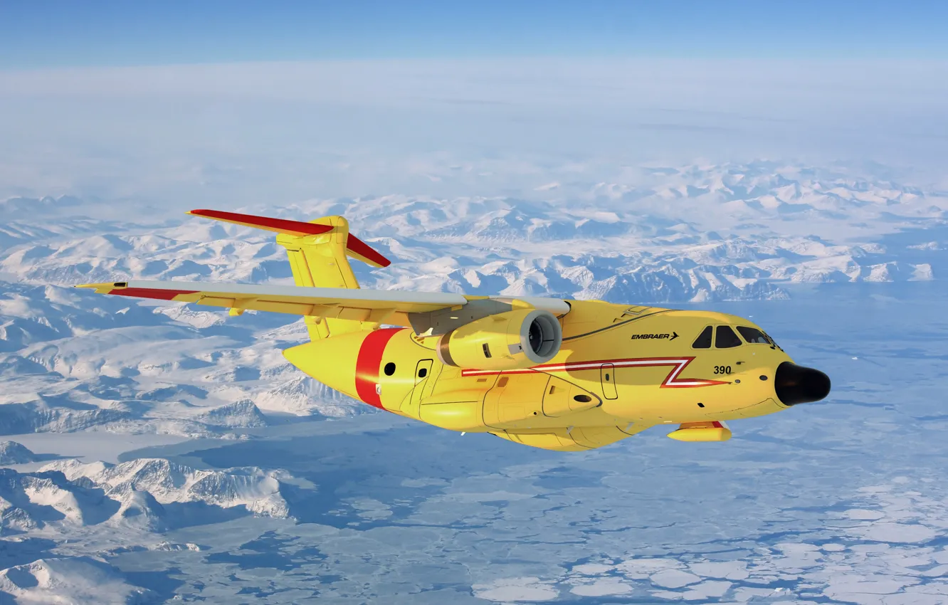 Photo wallpaper the plane, twin-engine, average, transport, range, Embraer, KC-390