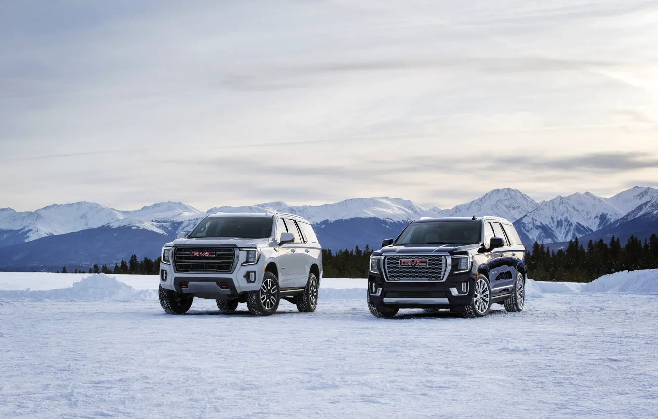 Photo wallpaper snow, GMC, SUV, Denali, Yukon, AT4, 2020, 2021