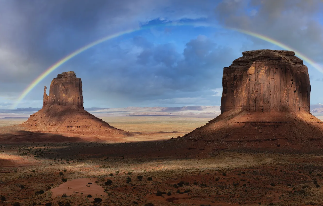 Photo wallpaper rainbow, Arizona, Monument Valley
