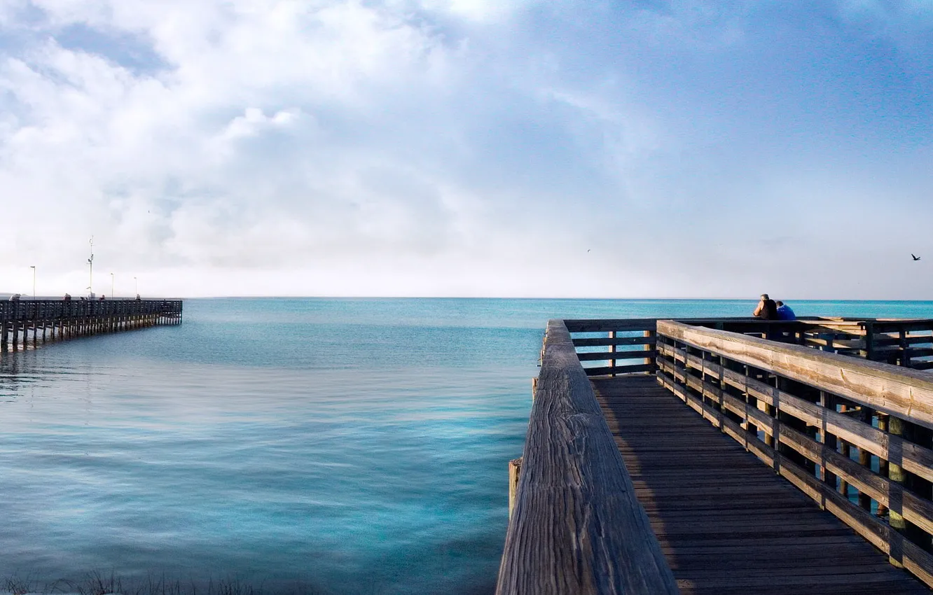 Photo wallpaper sea, water, pier, Pierce, horizon