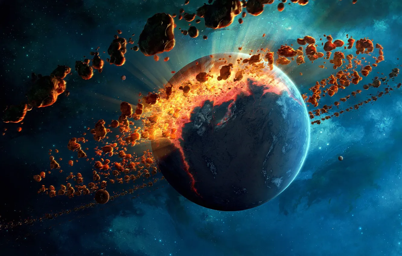 Photo wallpaper fire, energy, planet, destruction