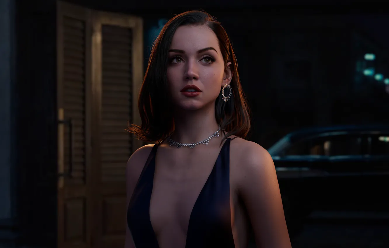 Photo wallpaper decoration, style, neckline, cleavage, beautiful girl, charm, beautiful girl, decoration