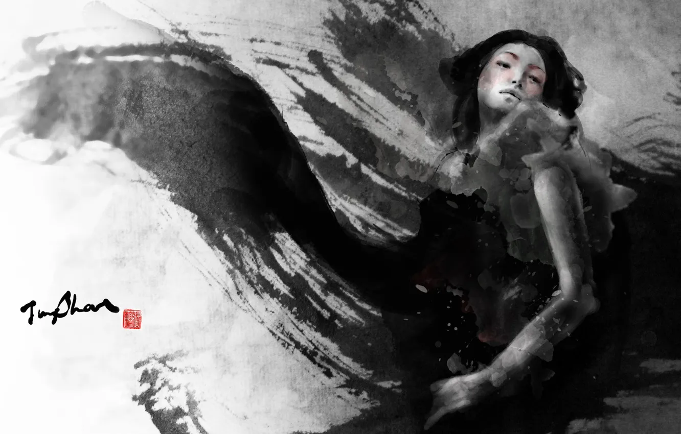 Photo wallpaper girl, style, Japanese, art