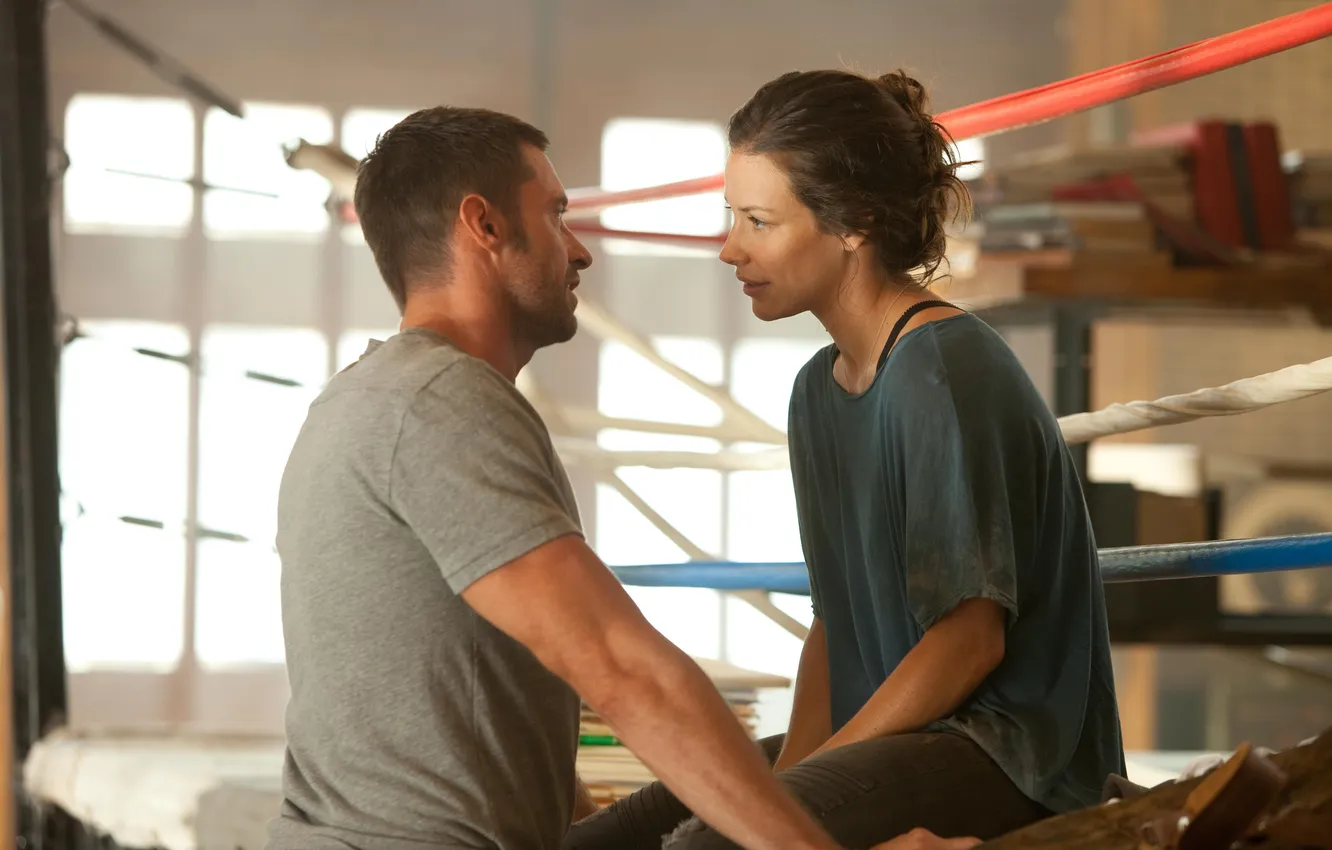 Photo wallpaper Evangeline Lilly, Hugh Jackman, Hugh Jackman, Evangeline Lilly, Real Steel, real steel