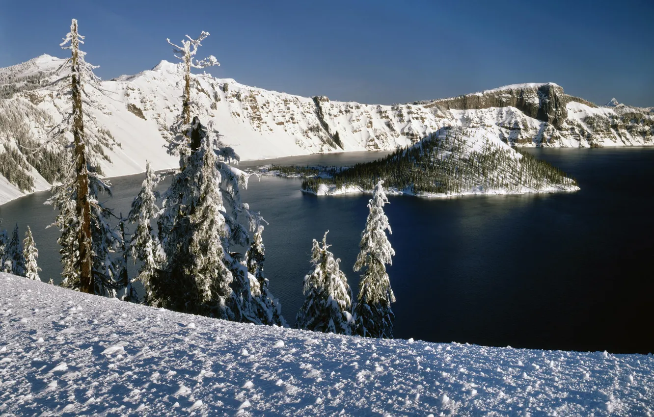 Photo wallpaper winter, water, snow, landscape, winter Wallpaper