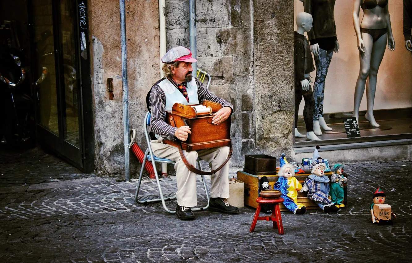 Photo wallpaper street, people, jukebox
