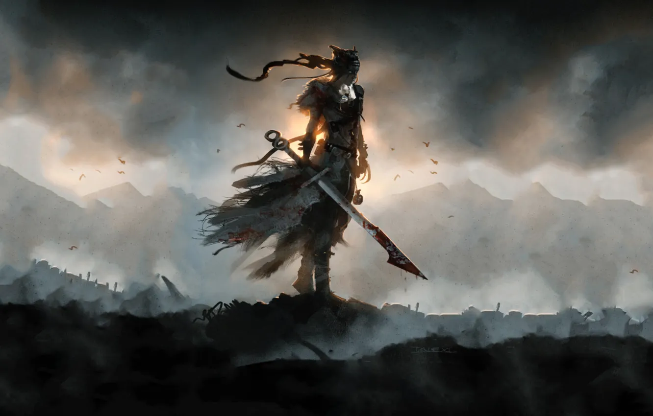 Photo wallpaper sword, blood, game, ken, blade, warrior, darkness, shadow