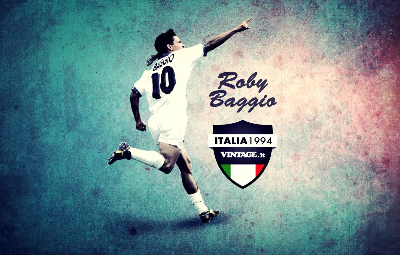 Photo wallpaper Italy, Roberto Baggio, The Divine Ponytail, Roberto Baggio, italia 1994, attacking midfielder, outstanding, Italian footballer