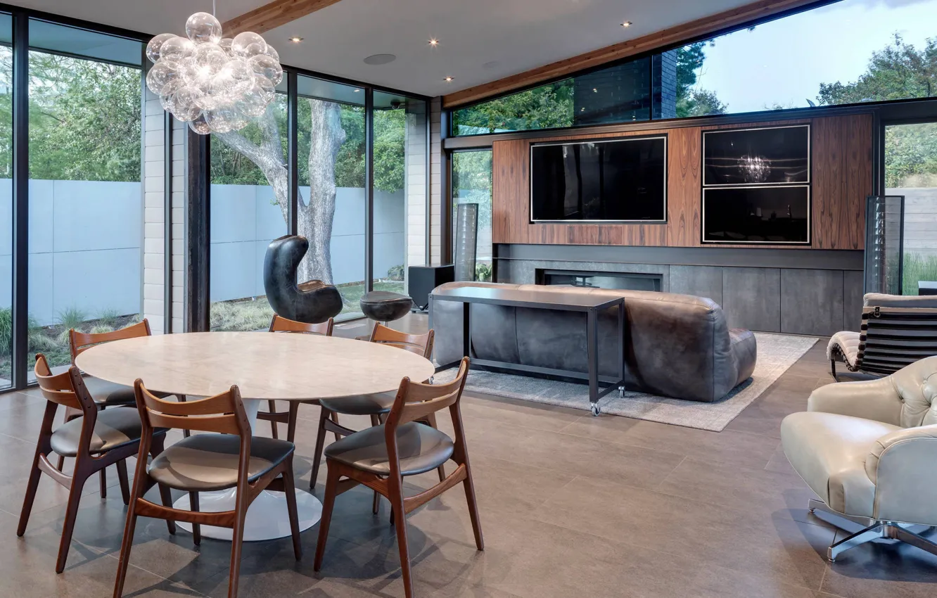 Photo wallpaper design, style, interior, USA, USA, living room, Texas, Texas