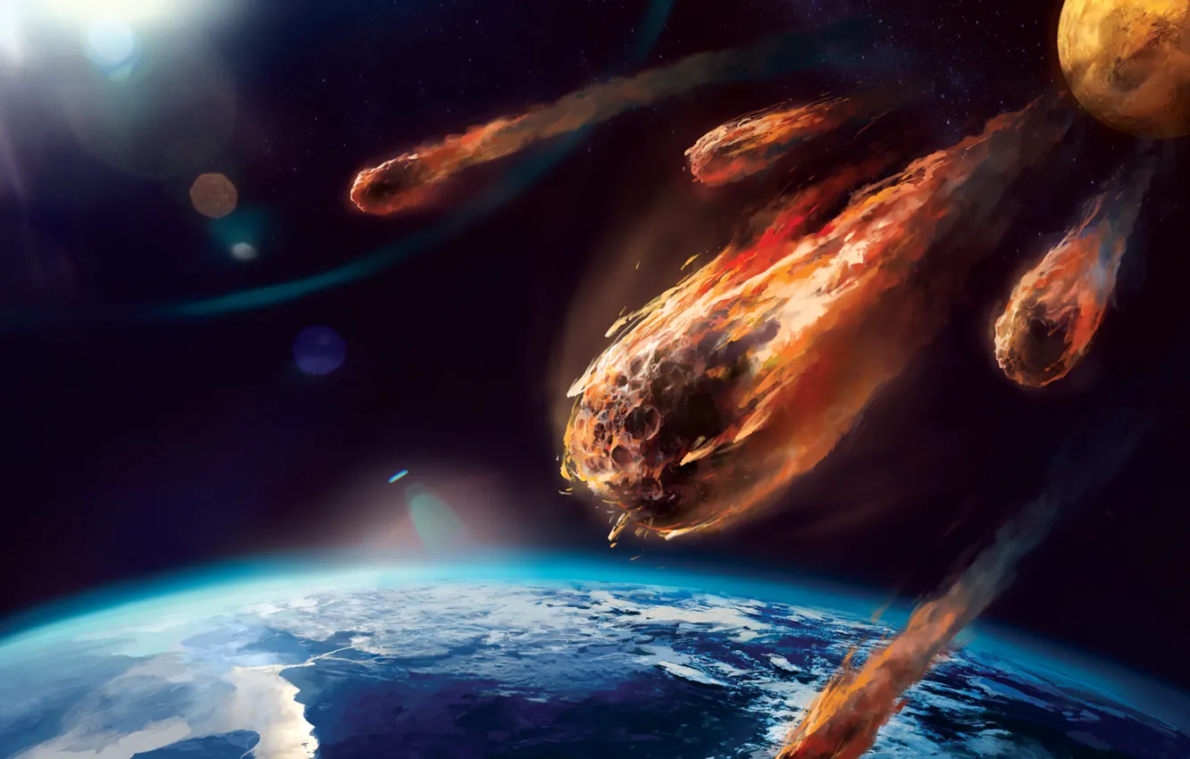 Photo wallpaper fire, planet, heat, atmosphere, meteor, friction