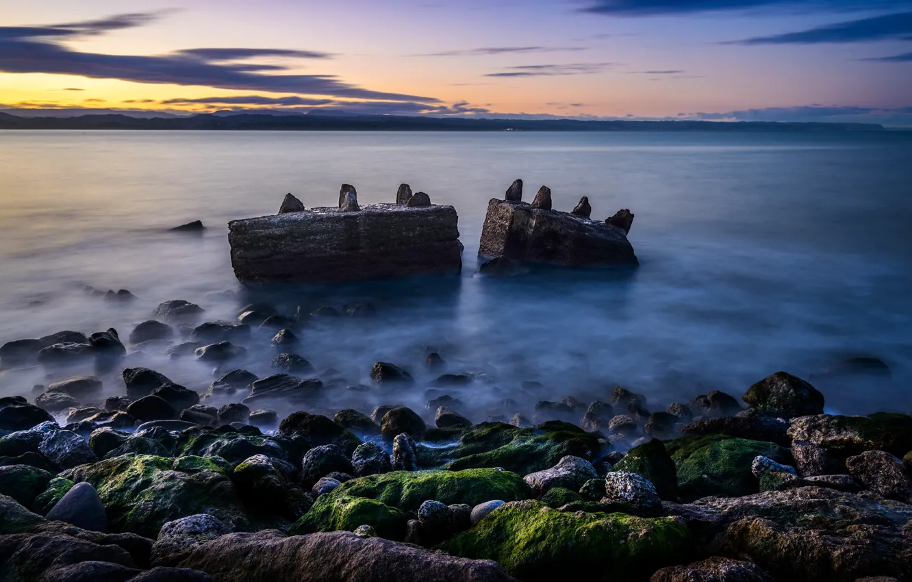 Photo wallpaper sea, stones, shore