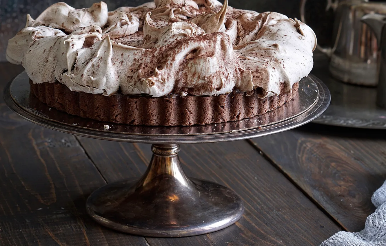 Photo wallpaper dessert, chocolate, meringue, tart