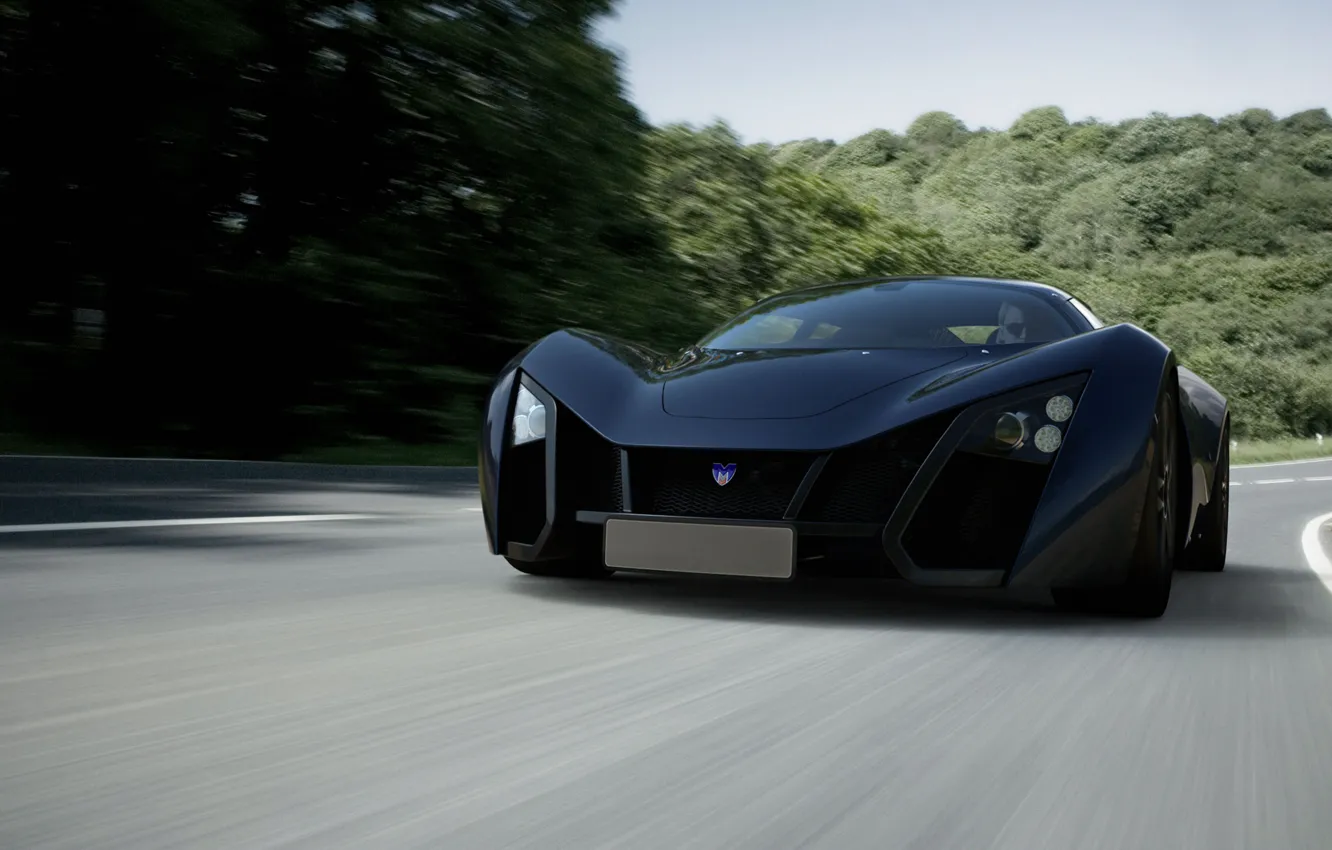 Photo wallpaper road, machine, auto, speed, marussia b2 sports coupe