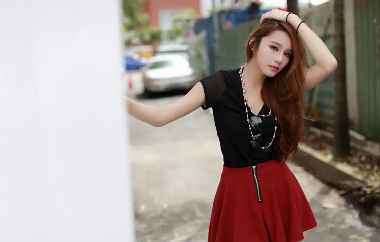 Photo wallpaper look, girl, Asian