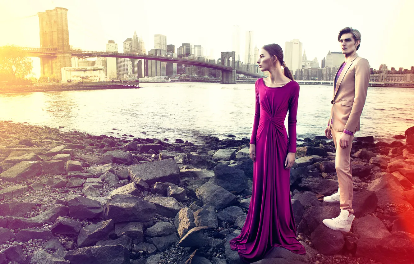 Photo wallpaper girl, the city, summer, guy, spring, Collection, 2016