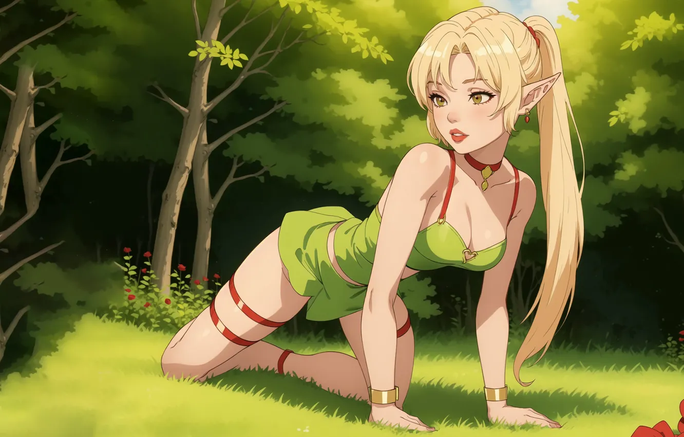 Photo wallpaper girl, nature, elf