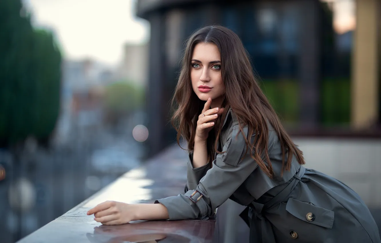 Photo wallpaper look, girl, pose, hands, cloak, long hair, Dmitry Shulgin