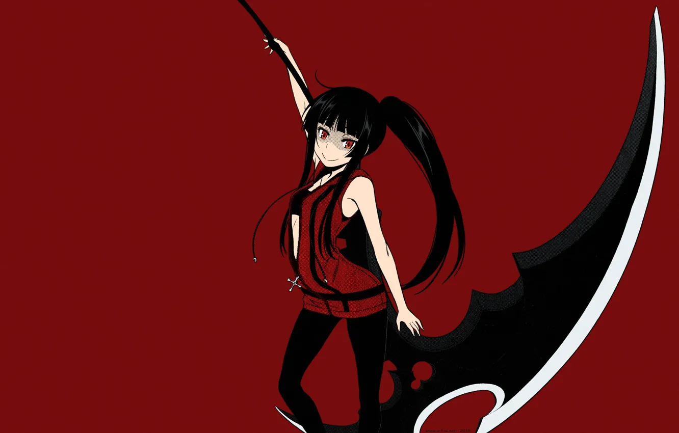 Photo wallpaper girl, weapons, braid, red background, Not Lives