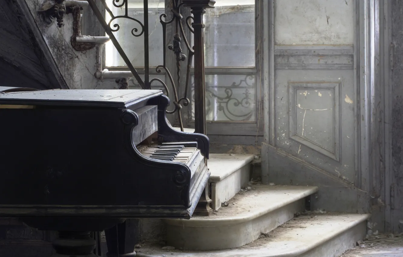 Photo wallpaper music, ladder, piano
