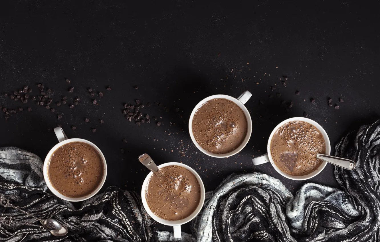 Photo wallpaper chocolate, scarf, Cup, dessert, sweet, cocoa, hot chocolate