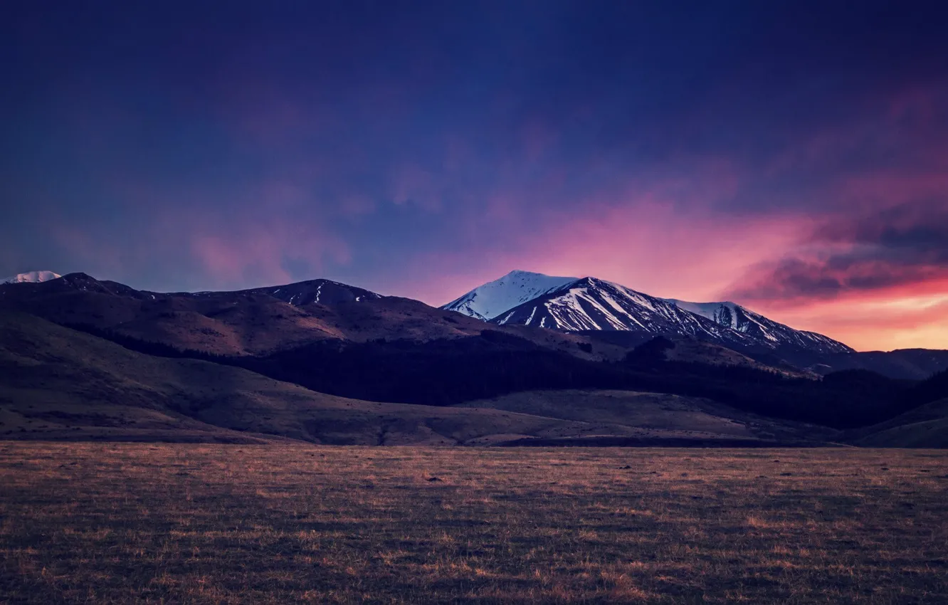 Photo wallpaper sky, mountains, snow