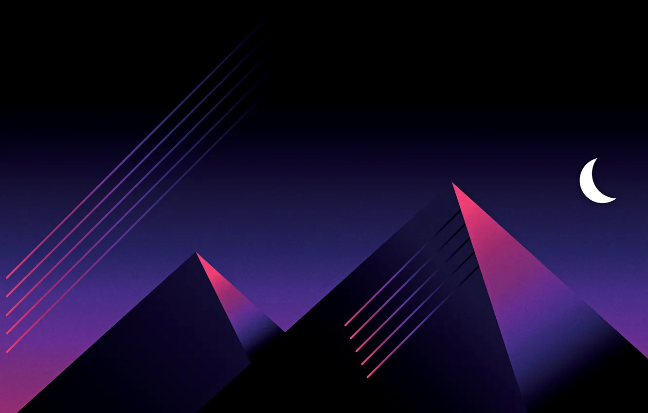 Photo wallpaper Minimalism, Style, Pyramid, Pyramid, Style, Illustration, A month, Synth