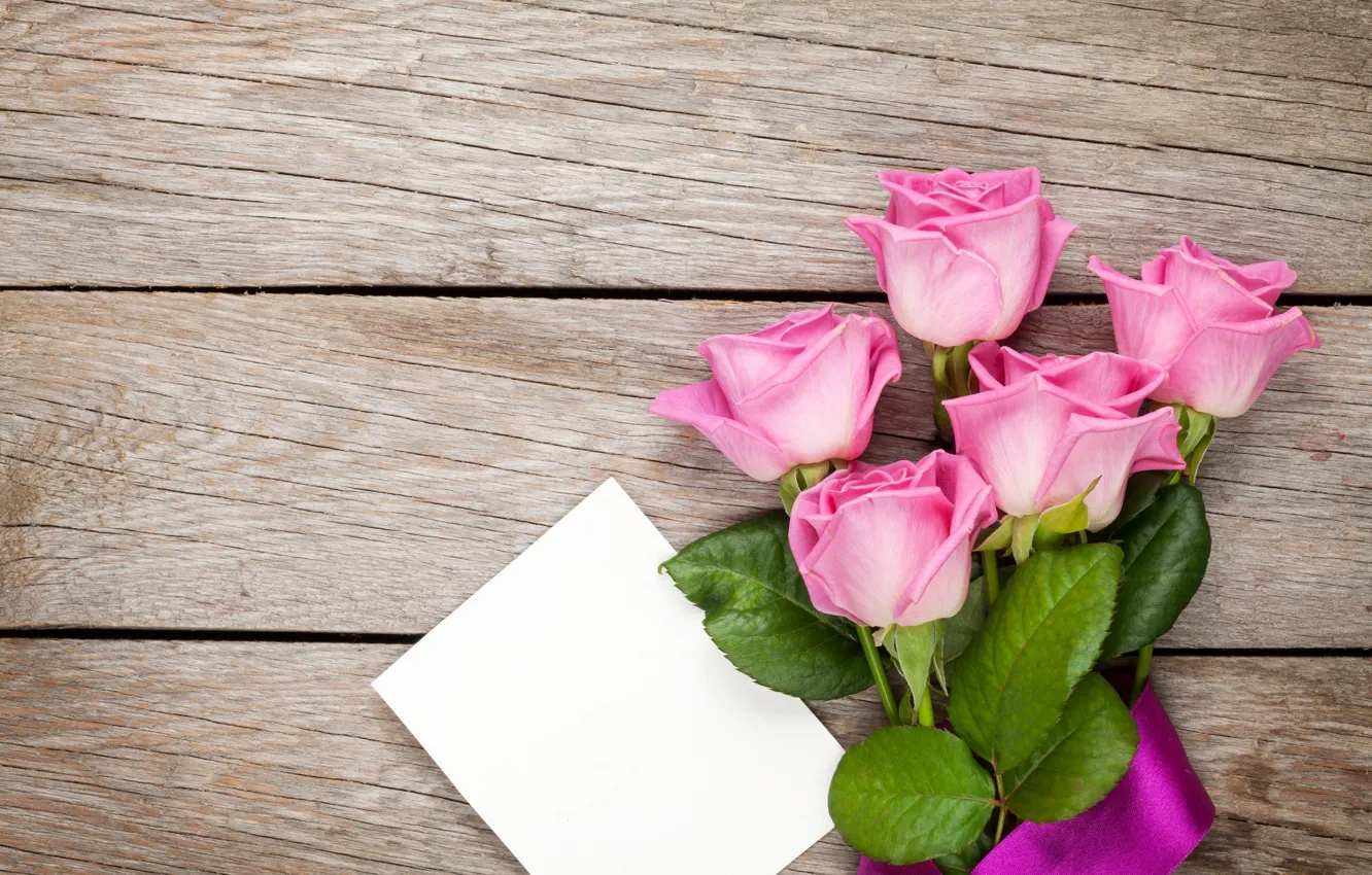 Photo wallpaper flowers, roses, bouquet, pink, buds, flower, wood, Evgeny Karandaev