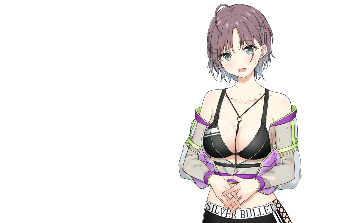 Photo wallpaper girl, hot, sexy, girls, boobs, anime, short hair, pretty