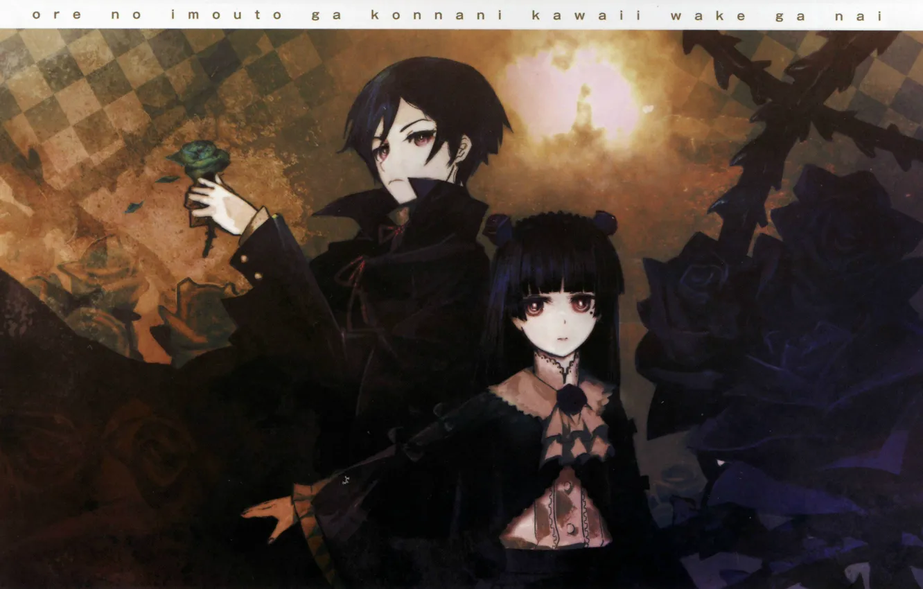 Photo wallpaper roses, vampire, cloak, long hair, Ruri Gokou, ore no imouto ga konna ni kawaii wake …