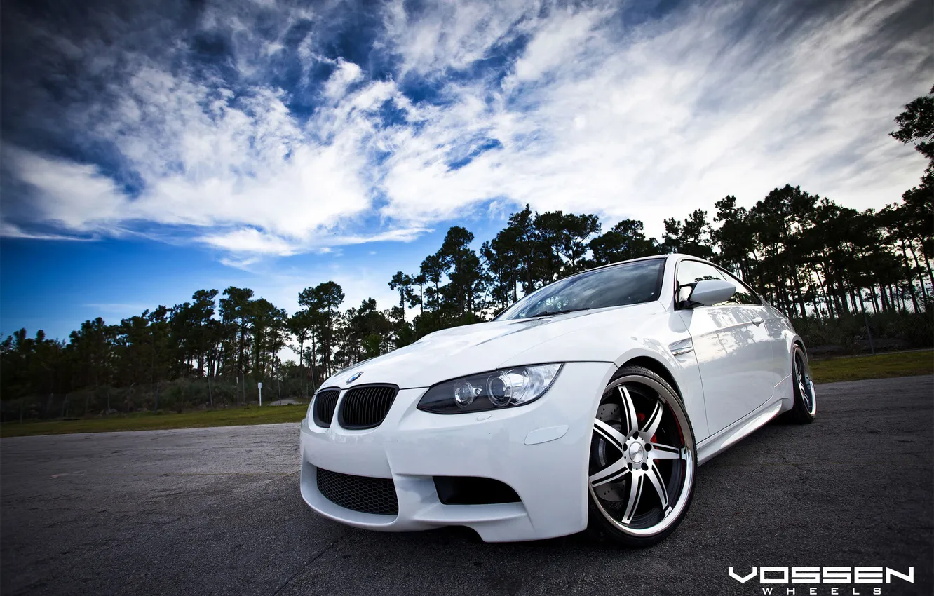 Photo wallpaper the sky, trees, bmw, drives, vossen