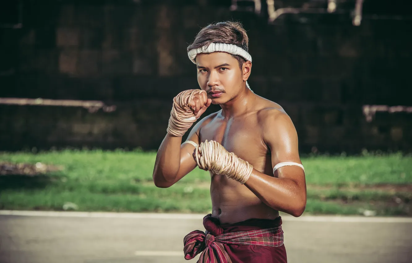 Photo wallpaper fight, Boxer, hand, rope, tied, Martial, performed