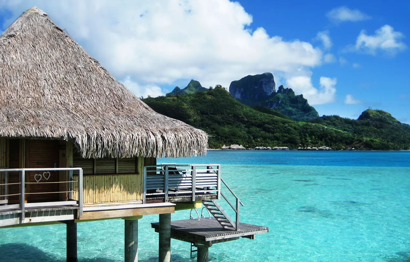 Photo wallpaper sea, Bora Bora, the hotel, Bungalow, The Meridian