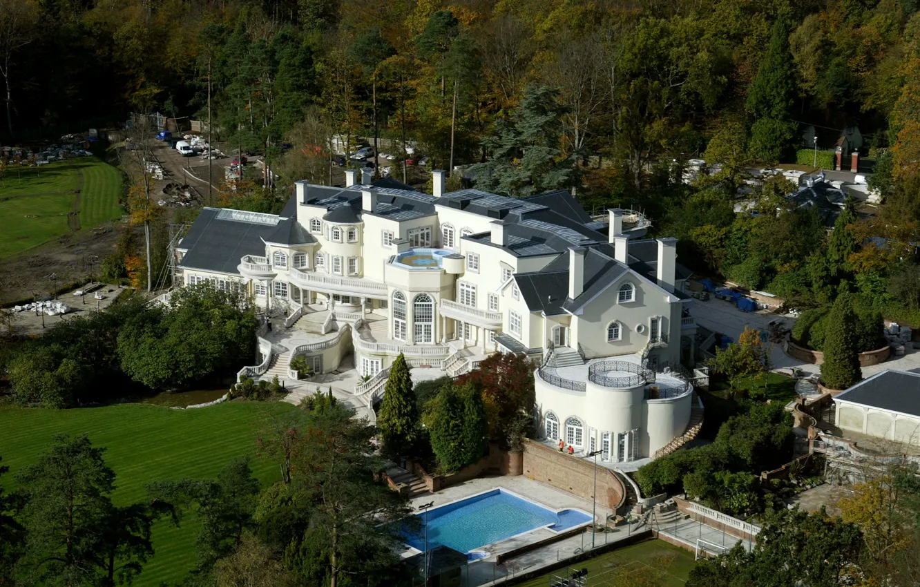 Photo wallpaper England, pool, architecture, mansion, Elton John mansion, Luxury villa