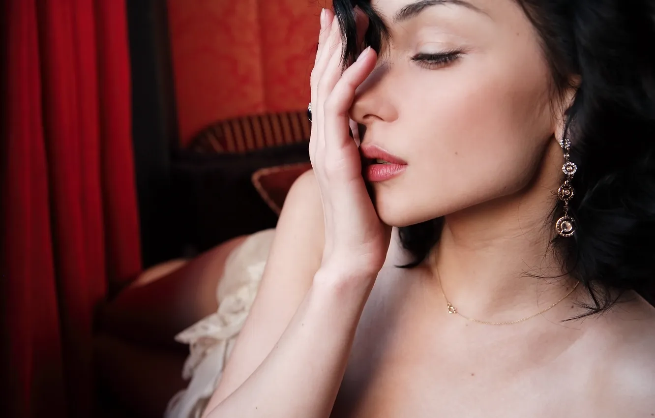 Photo wallpaper face, hands, brunette, Eugene, Diordiychuk