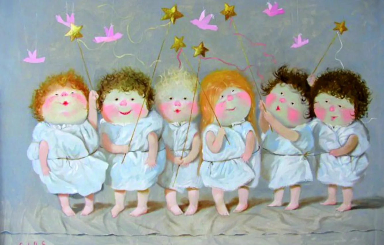 Photo wallpaper children, bird, stars, Gapchinska