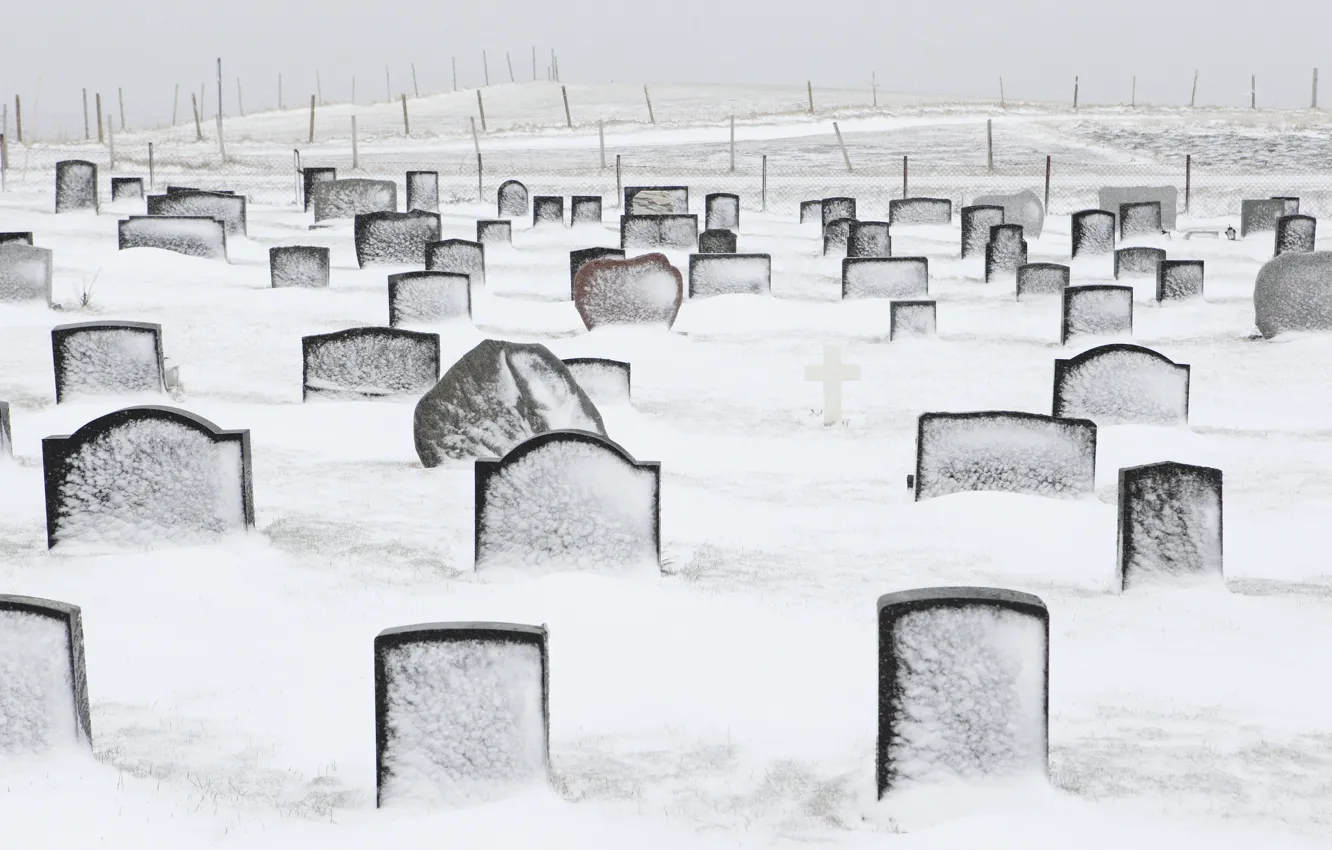 Photo wallpaper cold, winter, snow, life, meaning, loneliness, cemetery, frontier