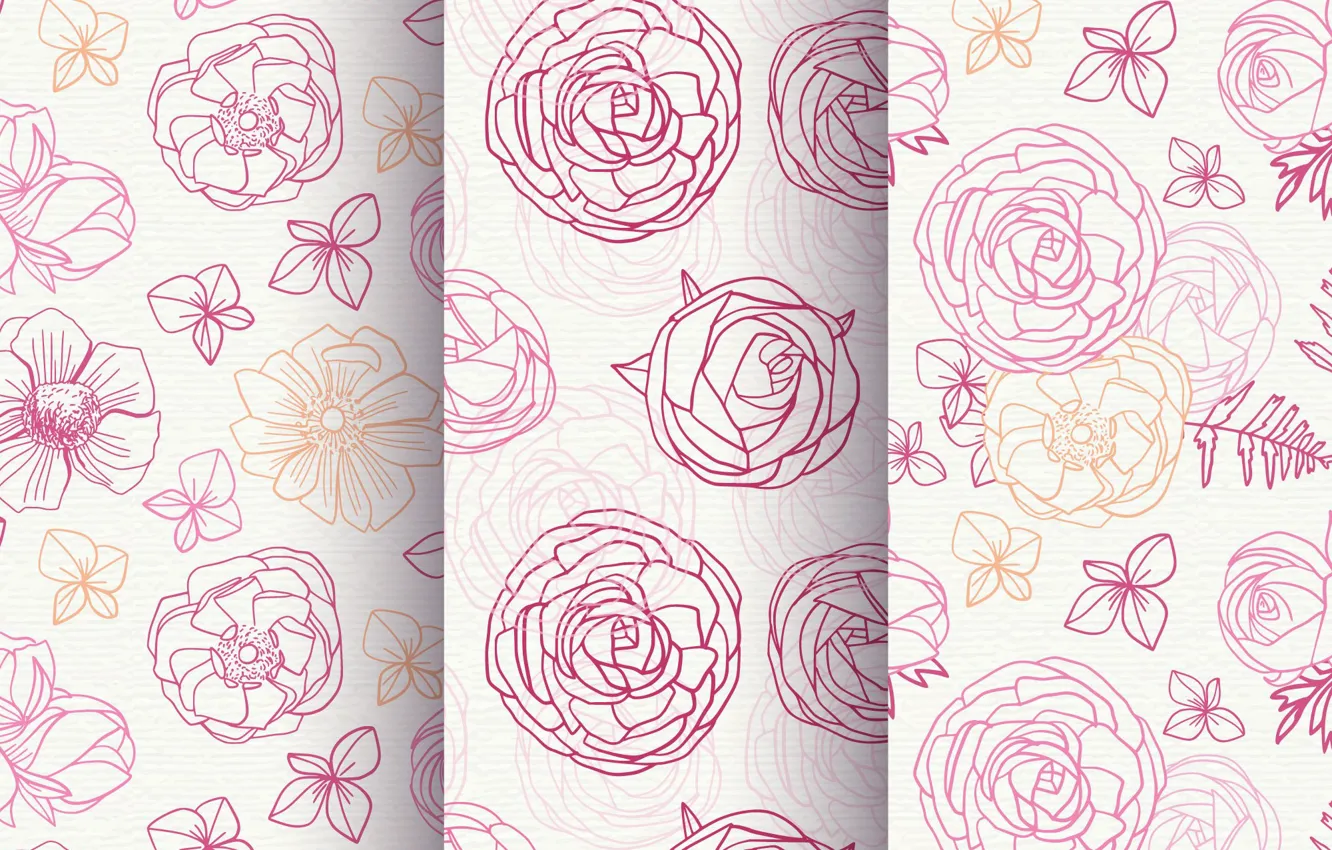Photo wallpaper flowers, roses, texture, patterns, roses