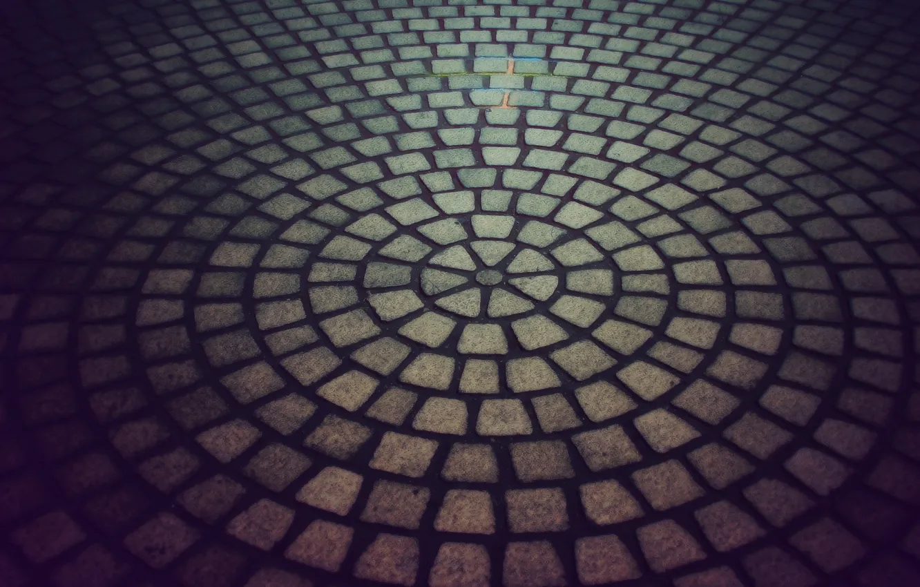 Photo wallpaper road, the city, stone, tile, round, texture, texture