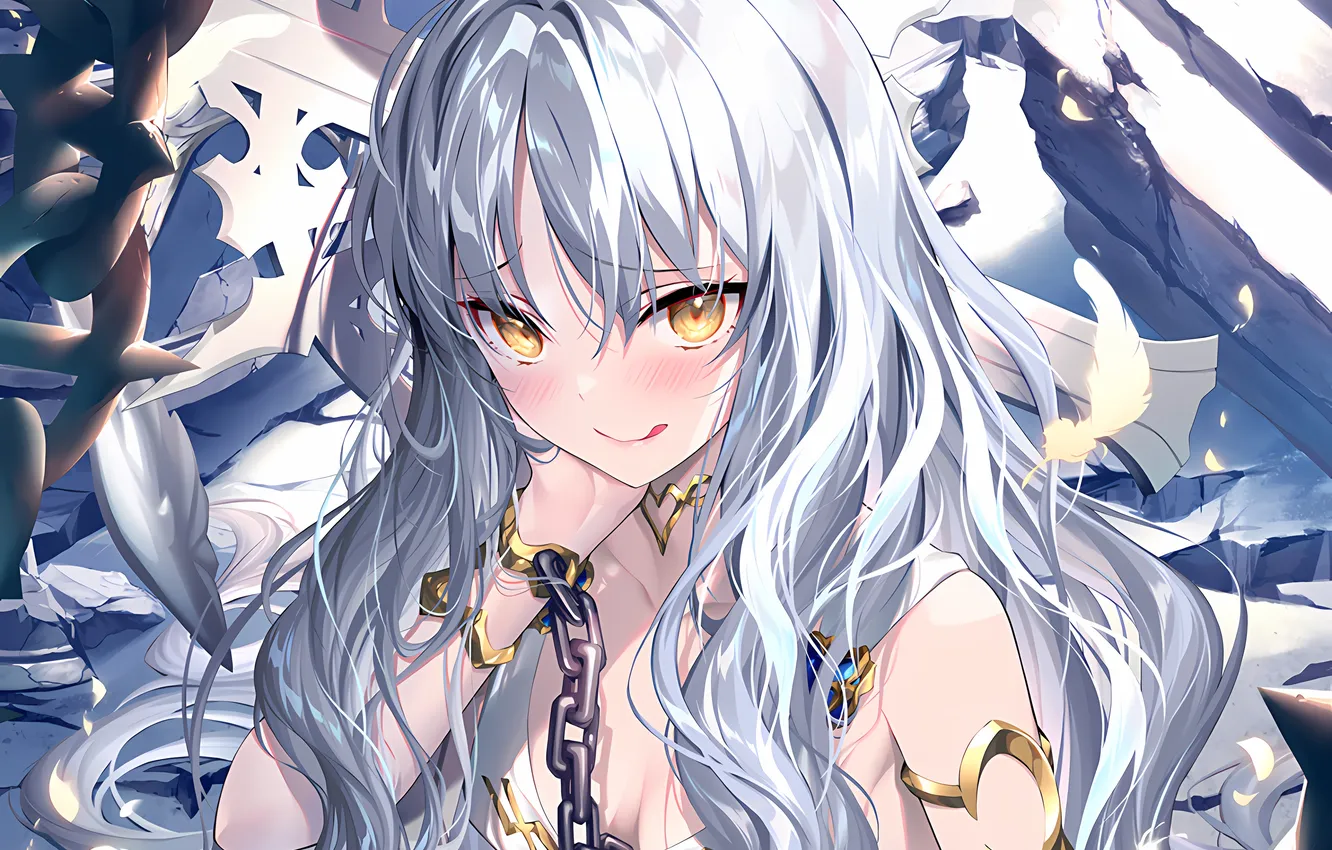 Photo wallpaper girl, sexy, cleavage, long hair, dress, boobs, sexy girl, anime